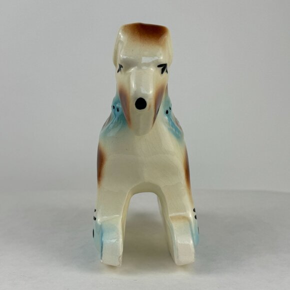 Vintage Ceramic Schnauzer Terrier Dog Planter Small Rocking Blue 7 inches - Picture 4 of 11